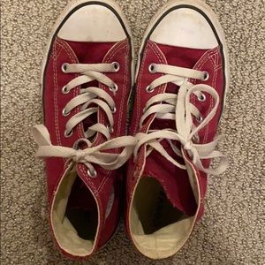 Maroon converse high tops